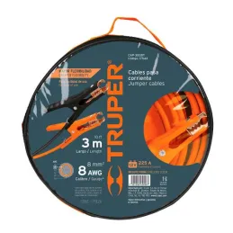  Cables pasa Corriente 8 AWG x3m Auto Bateria con Funda CAP-3008T 17543 Truper 32.20339 Cables pasa Corriente 8 AWG x3m Auto Bat