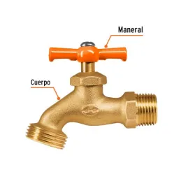  Caño para Jardin Conexión Roscada Macho 1/2" Salida 3/4", de Laton 140g en Blister, LL-JAR-B-2 13147 Truper 12.20339 Caño para 