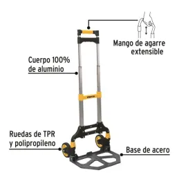  Carreta de Carga 100kg Plegable Ruedas TPR Mango Telescopico Aluminio Diablo, Pretul 24127 91.525424 Carreta de Carga Plegable 
