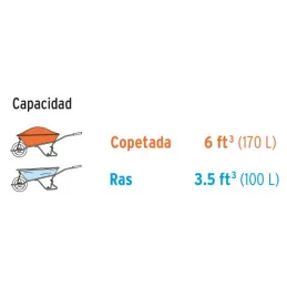  Carretilla Reforzada 6ft 100L, Llanta Neumatica 16X4" Soportan 580kg Calibre 21, CAT-60ND 11776 Truper 213.559322 Carretilla Bu