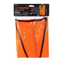  Chaleco de Seguridad Unitalla Naranja Cintas Dobles 3/4" con cierre Alta Visibilidad, CHS-600N 13473 Truper 8.050847 Chaleco de