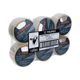  Cintas de Embalaje Transparente 48mm x50m Adhesivo acrilico E0.050mm Truper 12555 2.966102 Cinta de Embalaje Transparente 2" (4