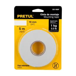  Cintas Doble Contacto 19mm x5m Doble Adhesivo Pretul 20005 3.644068 Cinta Doble Contacto 19mm x 5M, Pretul 20005

Cintas de esp