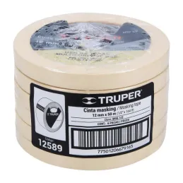  Cintas Masking Tape 12mm x50m Alta Resistencia Truper 12589 2.20339 Cintas Masking Tape 1/2" (12mm) x50M, Truper 12589

Adhesiv