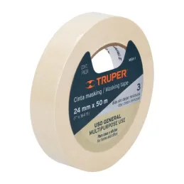  Cintas Masking Tape 24mm x50m Alta Resistencia Truper 12591 3.898305 Cintas Masking Tape 1" (24mm) x50M, Truper 12591

Adhesivo