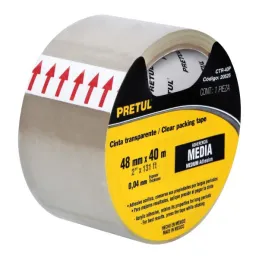 Cintas de Embalaje Transparente 48mm x40m Adhesivo acrilico E0.040mm Pretul 20525 2.20339 Cinta de Embalaje Transparente 2" (48