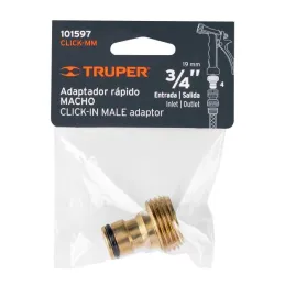  Conector Sistema Click Macho E3/4, Truper 101597 3.305085 Conector Sistema Click Macho E3/4, Truper 101597

Fabricado en latón 