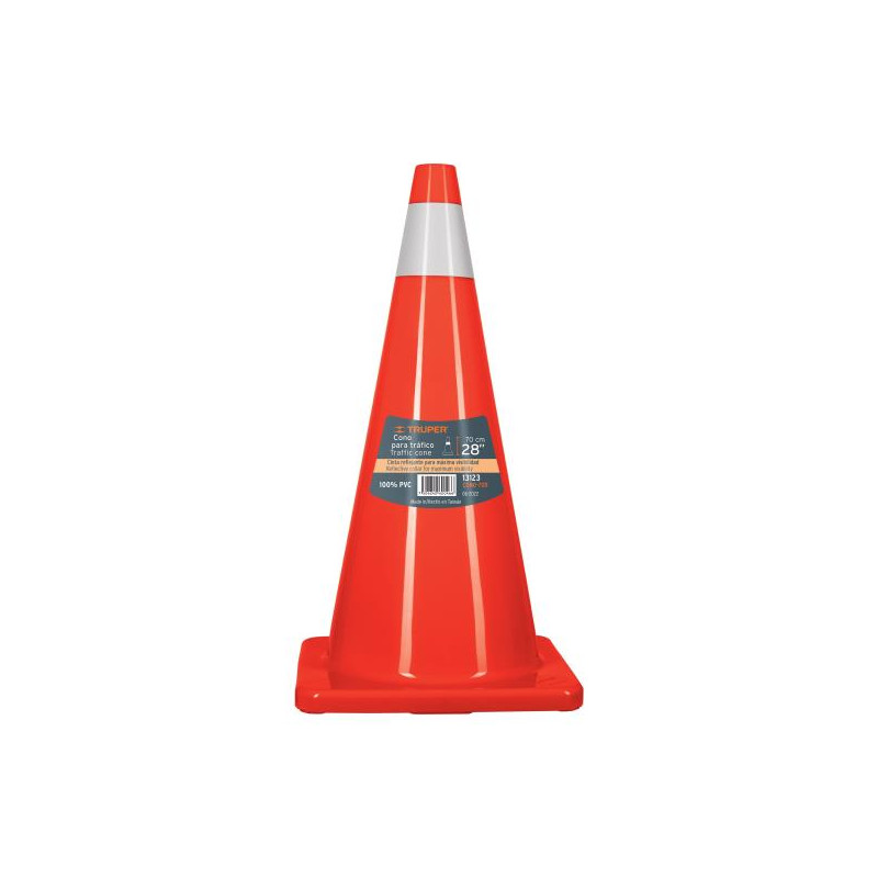  Conos de Precaucion 70 cm con Reflejante 10 cm de PVC, Resistente a Impactos, Peso 2.50 kg, CONO-70R 13123 Truper 58.474576 Con