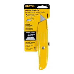  Navaja Multiusos cuchilla retractil 6", Incluye 4 cuchillas de repuesto, NM-6P 22400 Pretul 6.101695 Navaja Retractil 6" Cuchil
