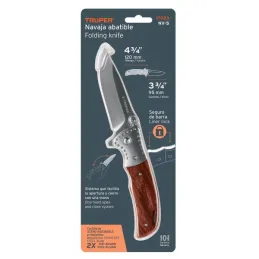  Navaja Abatible Dentada con Seguro 5", en acero inoxidable incluye estuche, NV-5 17023 Truper 37.288136 Navaja Abatible con Seg
