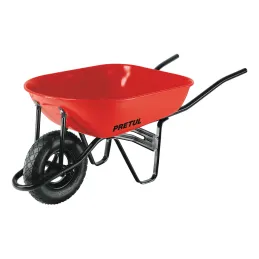  Carretilla 5.5ft 80L 350kg, LlantaNeumatica16X4" Bastidor bipartido 3Comp Roja, Pretul 20627 150 Carretilla 5.5ft 80L 350kg, Ll