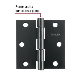  Bisagras cuadrada 3-1/2" Acero Negro Mate Capuchina CPlana 2mm Hermex 46708 3.728814 Bisagras cuadrada 3-1/2" Acero Negro Mate 