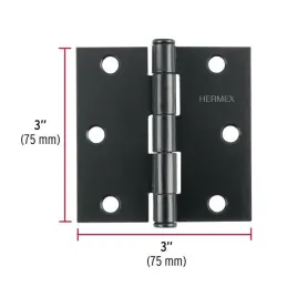  Bisagras cuadrada 3" Acero Negro Mate Capuchina CPlana 2mm Hermex 46918 2.711864 Bisagras cuadrada 3" Acero Negro Mate Capuchin