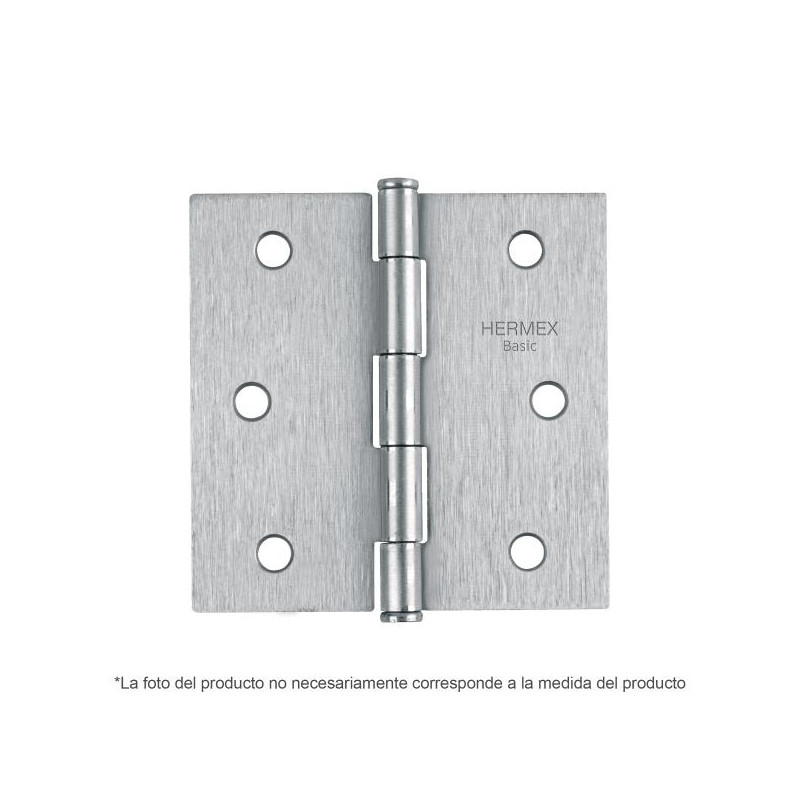  Bisagras cuadrada 2-1/2" Acero Cromo Mate Capuchina Cplana 2mm Hermex 25107 1.525424 Bisagras cuadrada 2-1/2" Acero Cromo Mate 