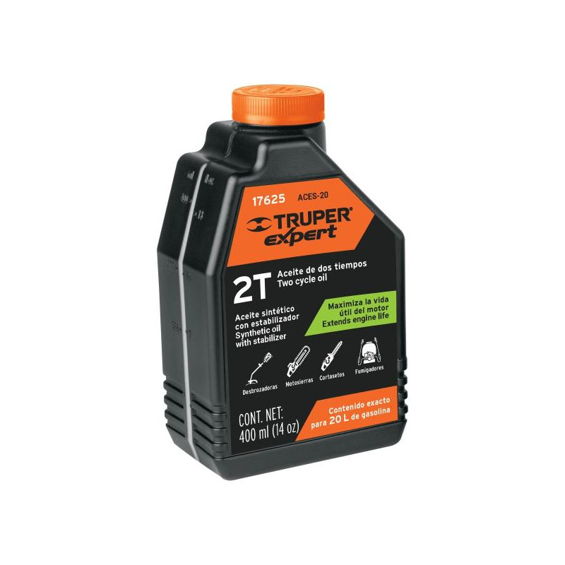  Aceite Sintetico 400ml 14oz Para 20L Gasolina motor 2 Tiempos Motos Desbrozadoras Motosierras, Truper ACES-20 17625 9.830508 Ac