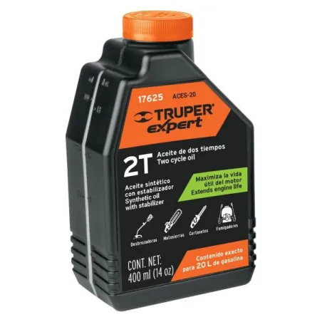  Aceite Sintetico 400ml 14oz Para 20L Gasolina motor 2 Tiempos Motos Desbrozadoras Motosierras, Truper ACES-20 17625 9.830508 Ac
