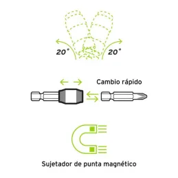  Adaptador Articulados para Puntas L90mm Cambio Rapido Magneticos, Truper 11875 13.559322 Adaptador Articulado de 90mm Magnético