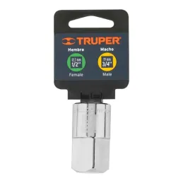  Adaptador Encastre 1/2" Hembra x3/4" Macho CrVanadio Truper 13426 11.186441 Adaptador Encastre 1/2" Hembra x 3/4" Macho CrVanad