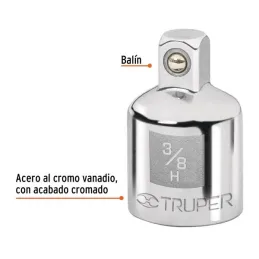  Adaptador Encastre 3/8" Hembra x1/4" Macho CrVanadio Truper 13423 4.322034 Adaptador Encastre 3/8" Hembra x 1/4" Macho, Truper 