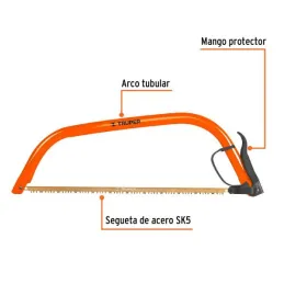  Arco de Sierra Montaraz 24", con dientes en Acero SK5, Especial para Cortes y Podas de Arboles, AJT-24 10258 Truper 22.881356 A