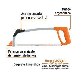  Arco de Sierra Profesional Tubular de acero 12" Mango ergonomico, Posiciones 90 y 180 Grados, ATT-12 10234 Truper 16.949153 Arc