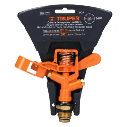  Aspersor Metalico Solo Cabeza Altura Ajustable Entrada 1/2", Alcance 10.4m, Area 360, 50 PSI, DOS 10324 Truper 15.847458 Aspers