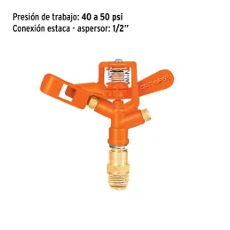 Aspersor Metalico Solo Cabeza Altura Ajustable Entrada 1/2", Alcance 10.4m, Area 360, 50 PSI, DOS 10324 Truper 15.847458 Aspers