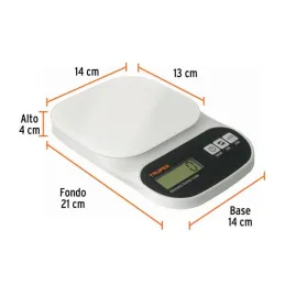  Balanzas Digital 5kg para Cocina PlatoVidrio Truper 15160 20.338983 Balanza Digital para Cocina, Capacidad de 5kg c/Plato de Vi