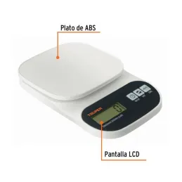  Balanzas Digital 5kg para Cocina PlatoABS Truper 15161 16.101695 Balanza Digital para Cocina, Capacidad 5kg, Plato Polipropilen