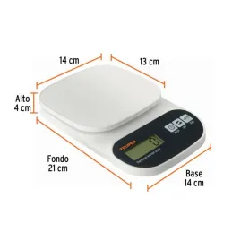  Balanzas Digital 5kg para Cocina PlatoABS Truper 15161 16.101695 Balanza Digital para Cocina, Capacidad 5kg, Plato Polipropilen