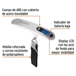  Balanzas Electronica para Maleta 50kg 4Medidas Pila CR2032, Truper 100787 20.338983 Balanza Manual Electrónica para Maleta 50kg