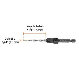  Brocas Avellanadoras 4.5mm x55mm para Madera Truper 102376 12.033898 Brocas Avellanadoras N° 8 para madera 4.5mm x 55mm Truper 