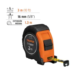  Wincha Flexometro Griper 3M con TPR, cinta medicion ambos lados, carcasa ABS, FH-3ME 15387 Truper 7.118644 Wincha Flexometro Gr