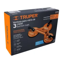  Ventosas de aluminio para vidrio 3 copas de succión Truper 100762 60.169492 Ventosas de aluminio para vidrio 3 copas de succión