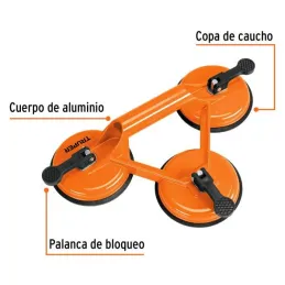  Ventosas de aluminio para vidrio 3 copas de succión Truper 100762 60.169492 Ventosas de aluminio para vidrio 3 copas de succión