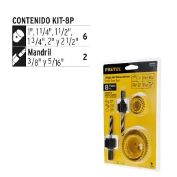  Juegos de 7 brocasierras acero al carbono y 1 mandril Pretul 29100 17.79661 Juegos de 7 brocasierras acero al carbono y 1 mandr