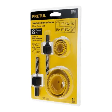  Juegos de 7 brocasierras acero al carbono y 1 mandril Pretul 29100 17.79661 Juegos de 7 brocasierras acero al carbono y 1 mandr