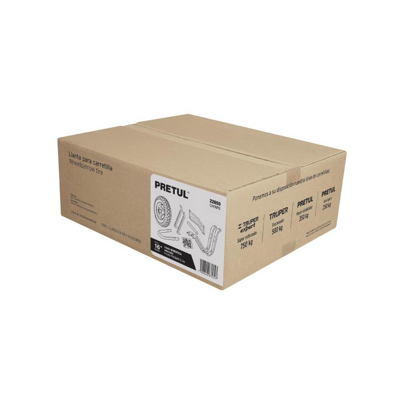  Llantas completa 16" Neumatica con Accesorios para carretilla Pretul 22650 87.288136 Llantas completa 16" Neumatica con Accesor