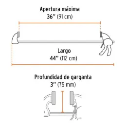  Prensas de ajuste rapido 36" uso rudo Truper 102641 55.932203 Prensas de ajuste rapido 36" uso rudo Truper 102641

Cuerpo de ny