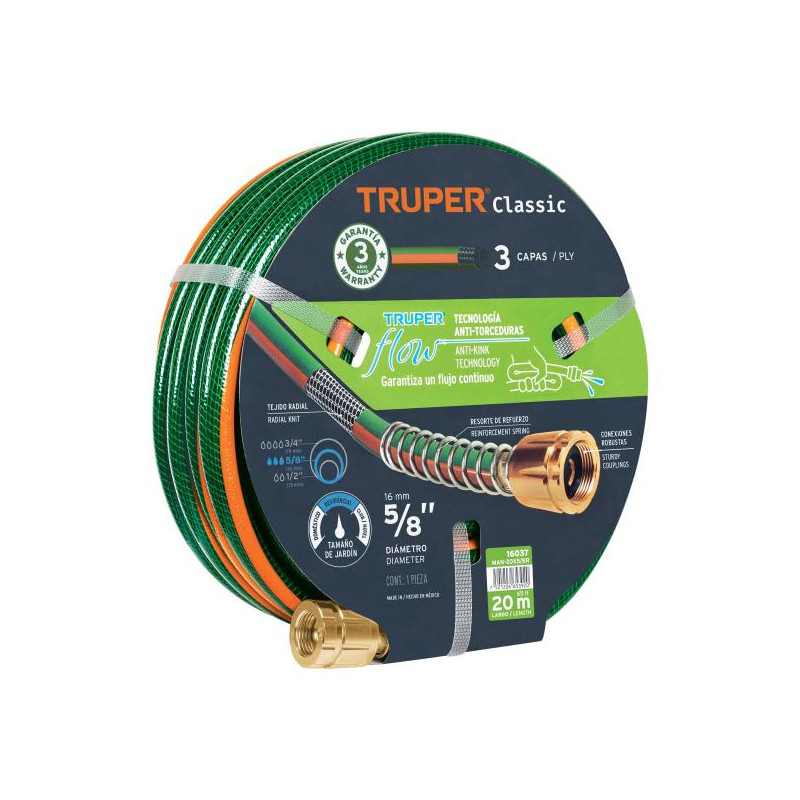  Mangueras 5/8" x20m 3capas Reforzada ConexionesMetalicas Truper 16037 56.779661 Mangueras 5/8" x20m 3capas Reforzada Conexiones