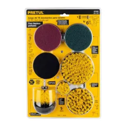  Juego 12 accesorios de limpieza y asentado para taladro Pretul 27191 50 Juego 12 accesorios de limpieza y asentado para taladro