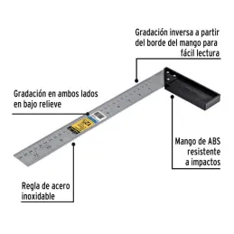  Escuadras Carpintero 12”  DobleGraduacion MangoABS Pretul 26089 9.40678 Escuadras Carpintero 12” DobleGraduacion MangoABS Pretu