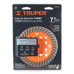  Copas de diamantes Turbo 7" DesbastePulidoNivelar Concreto E7/8 Truper 12259 337.288136 Copas de diamantes Turbo 7" DesbastePul