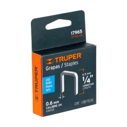  Grapas 1/4" Corona27/64" Calibre 24 para Engrapadora ET-50 ET-50X ET-50P, ET-50-1/4 17965 Truper 3.050847 Grapas 1/4" Corona27/