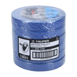 Cintas Masking Tape Azul 3/4" x50m para pintor Truper 12621 Truper-Cintas Masking Tape Azul 3/4" x50m para pintor Truper 12621 A