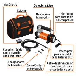  Compresora de Aire 12V Portatil para Auto con Maletin Truper 19999 104.237288 Compresora de Aire 12V Portatil para Auto con Mal
