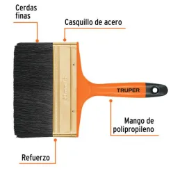  Brochas Profesionales 6" 66x19mm ResisteSolvente 14488 Truper 8.898305 Brocha Profesional 6" Mango de Plástico, Truper 14488 

