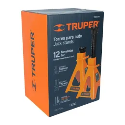  Caballete 12 Toneladas 2 Piezas, Base Ancha y Palanca de Ajuste de Altura, TORAU-12 14847 Truper 524.576271 Caballete para Auto