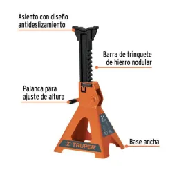  Caballete 6 Toneladas 2 Piezas, Base Ancha y Palanca de Ajuste de Altura, TORAU-6 14845 Truper 241.525424 Caballete para Auto 6