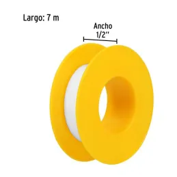  Teflon Sella Roscas 1/2" x7m E0.065mm Sellar y prevenir fugas Pretul 27010 0.508475 Teflon Sella Roscas 1/2" x7m E0.065mm Sella